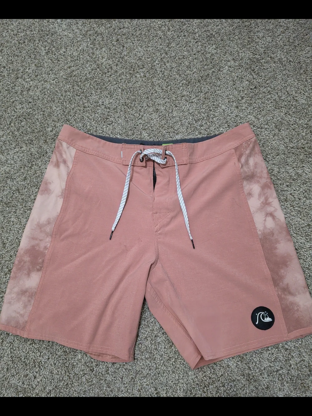 Quiksilver Men’s Pink Boardshorts - Drawstring Swim Trunks 34
